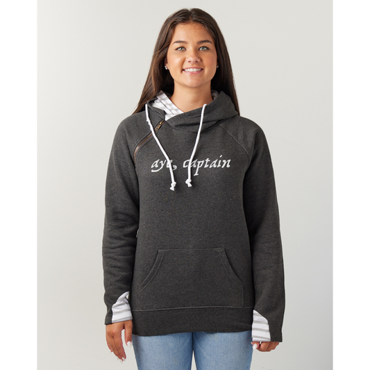 Aye Captain - Striped Double Hoodie