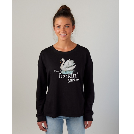Feckin' Swan - Beach Fleece Sweatshirts